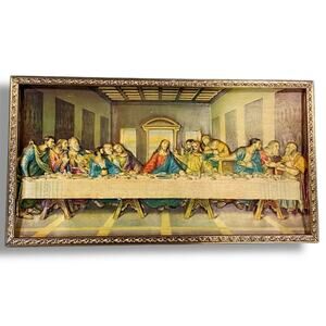 MidCentury 3D Plastic Color Last Supper 8x15” Intercraft USA Kitsch